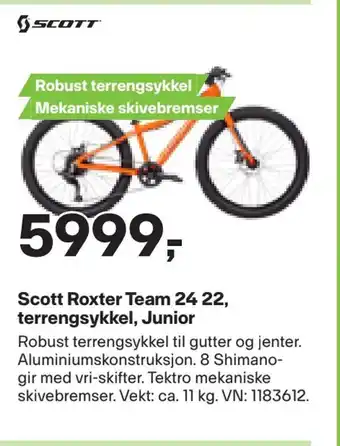 XXL Sport Scott roxter team 24 22, terrengsykkel, junior tilbud