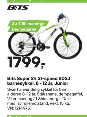 XXL Sport Bits super 24 21-speed 2023, barnesykkel, 8 - 12 år, junior tilbud