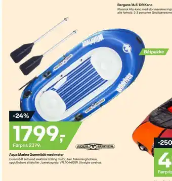 XXL Sport Aqua marina gummibåt med motor tilbud