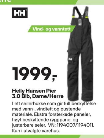 XXL Sport Helly hansen pier 3,0 bib, dame/herre tilbud