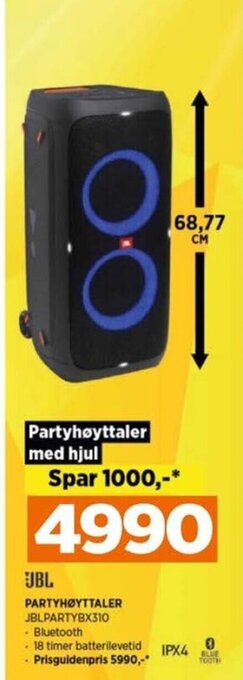 POWER JBL PARTYHØYTTALER JBLPARTYBX310 tilbud