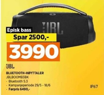 POWER JBL BLUETOOTH-HØYTTALER JBLBOOMB3BK tilbud