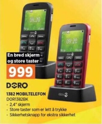 POWER 1382 MOBILTELEFON DOR1382BK tilbud