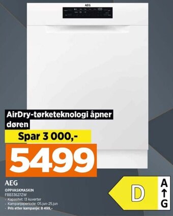 POWER AEG OPPVASKMASKIN FBB33627ZW tilbud