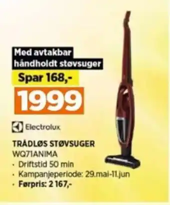 POWER Electrolux TRÅDLØS STØVSUGER WQ71ANIMA tilbud