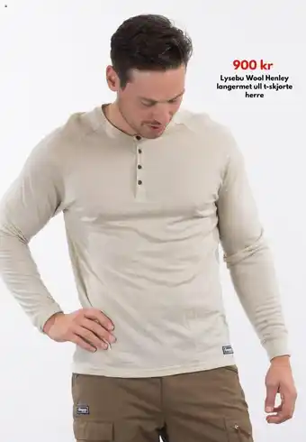 Intersport Lysebu Wool Henley langermet ull t-skjorte herre tilbud