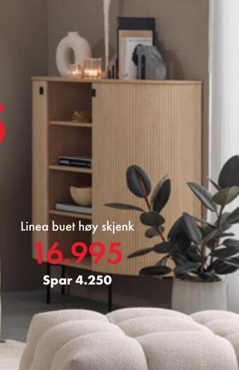 Fagmøbler Linea buet høy skjenk tilbud