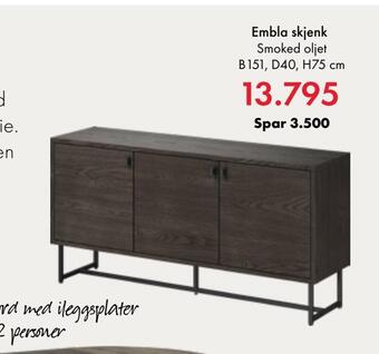 Fagmøbler Embla skjenk tilbud
