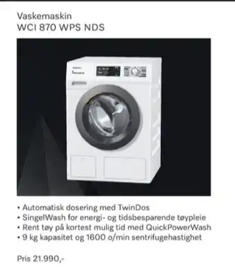ELON Miele vaskemaskin tilbud