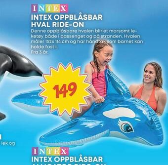 Extra Leker Intex oppblåsbar hval ride-on tilbud