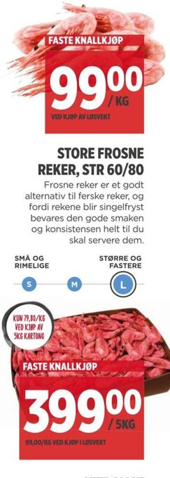 Meny STORE FROSNE REKER, STR 60/80 tilbud