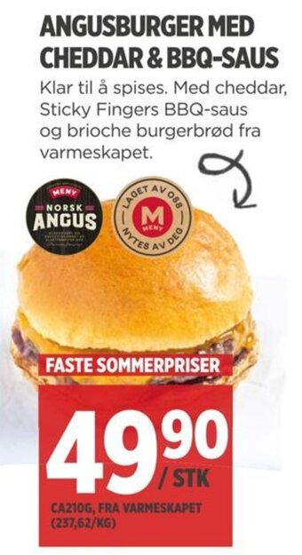Meny ANGUSBURGER MED CHEDDAR & BBQ-SAUS tilbud