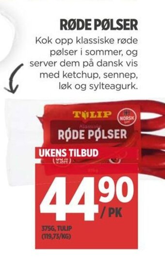 Meny RØDE PØLSER tilbud