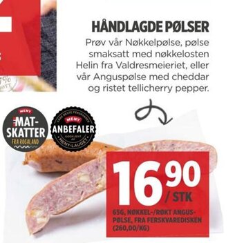 Meny HÅNDLAGDE PØLSER tilbud
