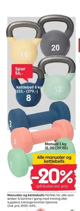 Rusta Manualer og kettlebells tilbud