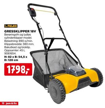 jem & fix Gressklipper 18v tilbud