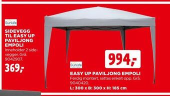 jem & fix Sidevegg til easy up paviljong empoli tilbud