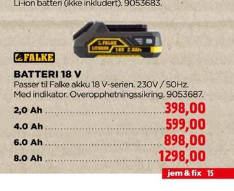 jem & fix Batteri 18 v tilbud