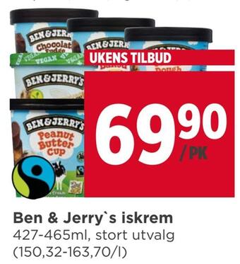 Meny Ben & jerry's iskrem tilbud