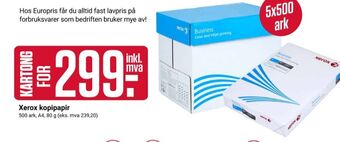 Europris Xerox kopipapir tilbud