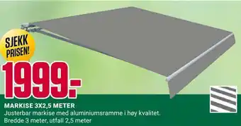 Europris Markise 3x2,5 meter tilbud