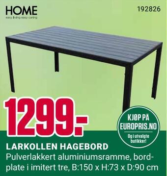 Europris Larkollen hagebord tilbud