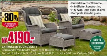 Europris Larkollen loungesett. tilbud