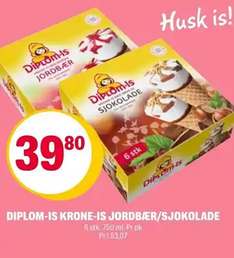 Coop Extra DIPLOM-IS KRONE-IS JORDBÆR/SJOKOLADE tilbud
