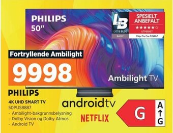 POWER PHILIPS 4K UHD SMART TV 50PUS8887 tilbud