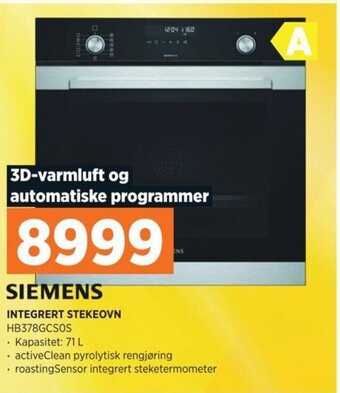 POWER SIEMENS INTEGRERT STEKEOVN HB378GCSOS tilbud