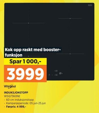 POWER Whirlpool INDUKSJONSTOPP WSQ7360NE tilbud
