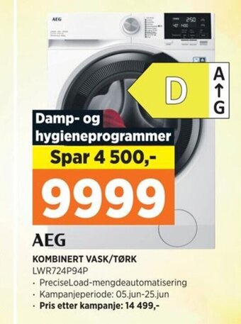 POWER AEG KOMBINERT VASK/TØRK LWR724P94P tilbud