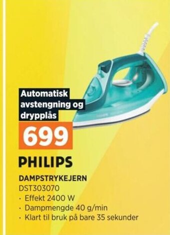 POWER PHILIPS DAMPSTRYKEJERN DST303070 tilbud