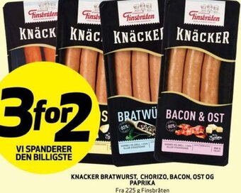 Bunnpris KNACKER BRATWURST, CHORIZO, BACON, OST OG PAPRIKA tilbud