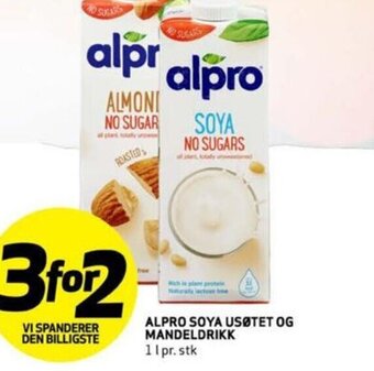 Bunnpris ALPRO SOYA USØTET OG MANDELDRIKK tilbud