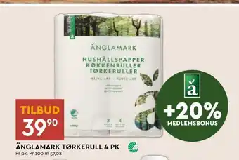 Coop Mega Änglamark tørkerull 4 pk tilbud