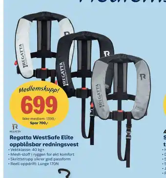 Coop Obs Regatta westsafe elite oppblåsbar redningsvest tilbud