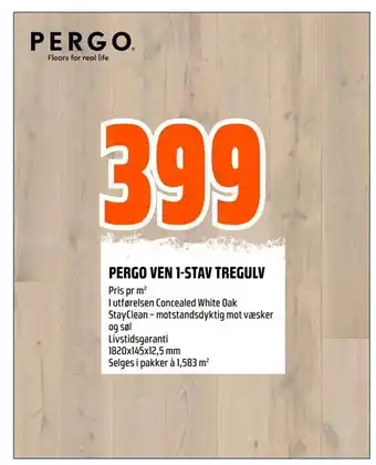 Obs Bygg Pergo ven 1-stav tregulv tilbud