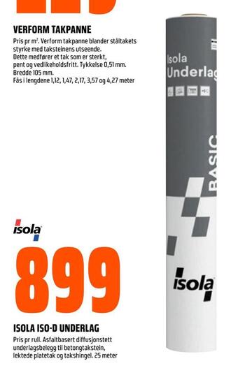 Obs Bygg Isola iso-d underlag tilbud
