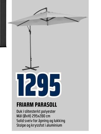 Obs Bygg Friarm parasoll tilbud