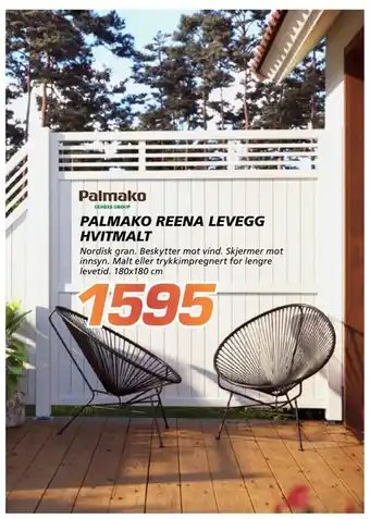 Coop Byggmix Palmako reena levegg hvitmalt tilbud