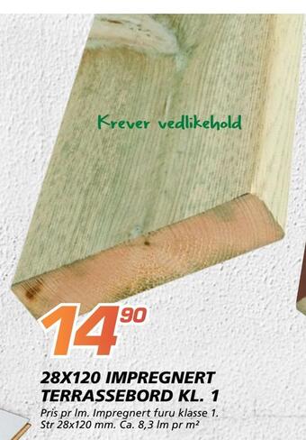 Coop Byggmix 28x120 impregnert terrassebord kl. 1 tilbud