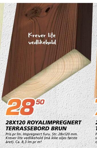 Coop Byggmix 28x120 royalimpregnert terrassebord brun tilbud