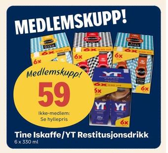 Coop Prix Tine iskaffe/yt restitusjonsdrikk tilbud