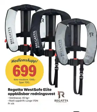 Coop Extra Regatta westsafe elite oppblåsbar redningsvest tilbud