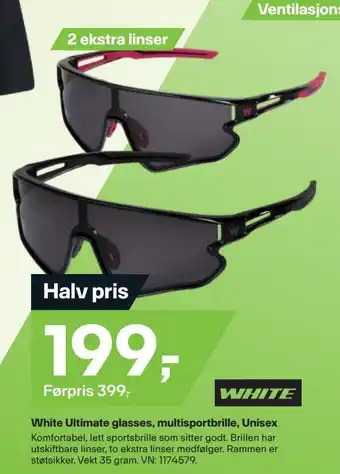XXL Sport White ultimate glasses, multisportbrille, unisex tilbud