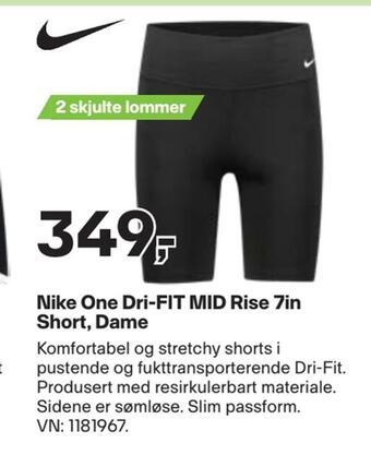 XXL Sport Nike one dri-fit mid rise 7in short, dame tilbud