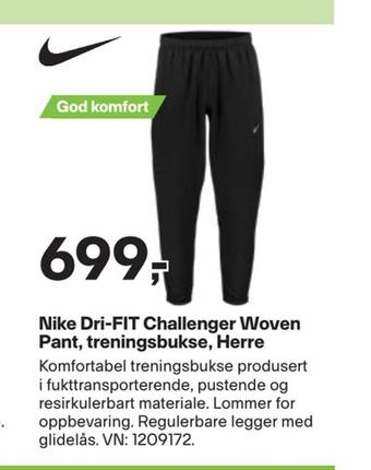XXL Sport Nike dri-fit challenger woven pant, treningsbukse, herre tilbud