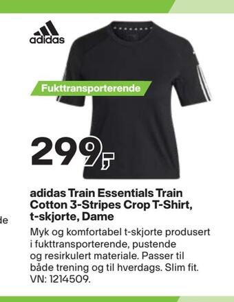 XXL Sport Adidas train essentials train cotton 3-stripes crop t-shirt, t-skjorte, dame tilbud