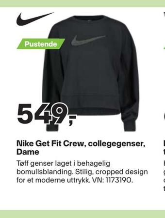 XXL Sport Nike get fit crew, collegegenser, dame tilbud